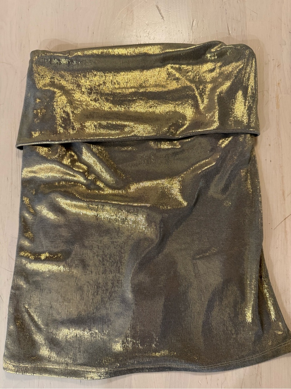 Urban Outfitters Metallic Gold Fold-Over Mini Skirt